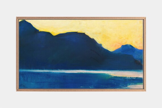 Frame Tv Art Abstract Landscapes Paintings Of Lake Mountains In Art Vintage Artwork Tv Art Instant