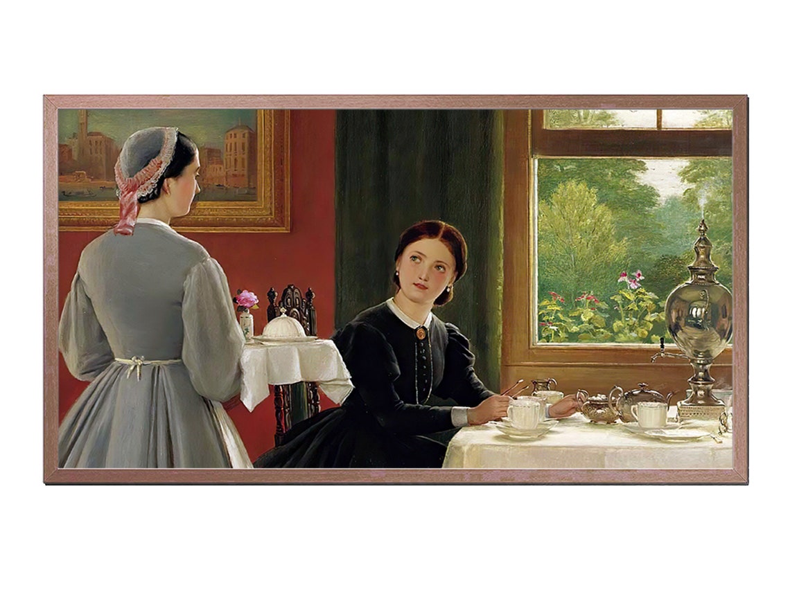 Frame Tv Art Vintage Victorian Painting Afternoon Tea 1865 Art For Tv Frame