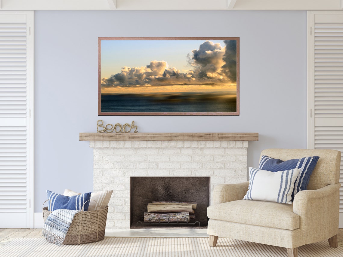 Golden Cloud Sunset Over Ocean Summer Sky Photography Wall Art - Image 2