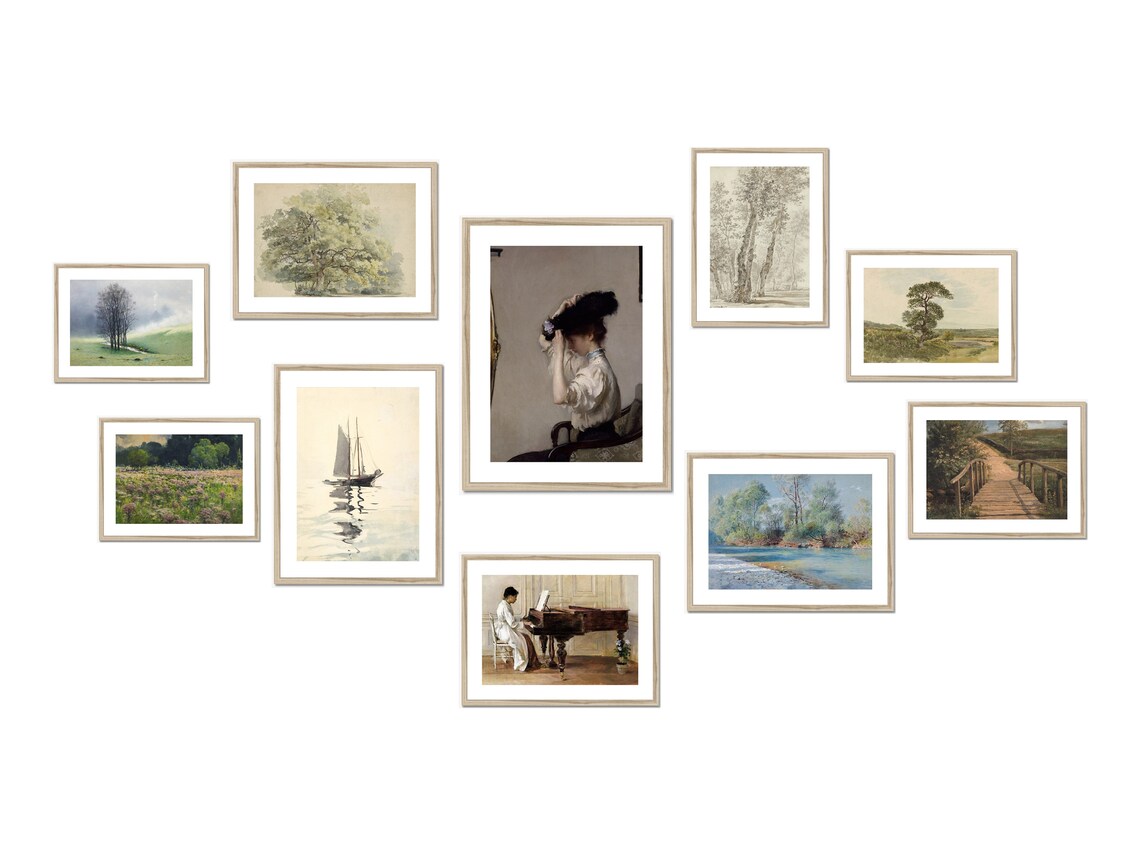 Vintage Landscape and Seascape Gallery Wall Set of 10 Art Prints - Image 4