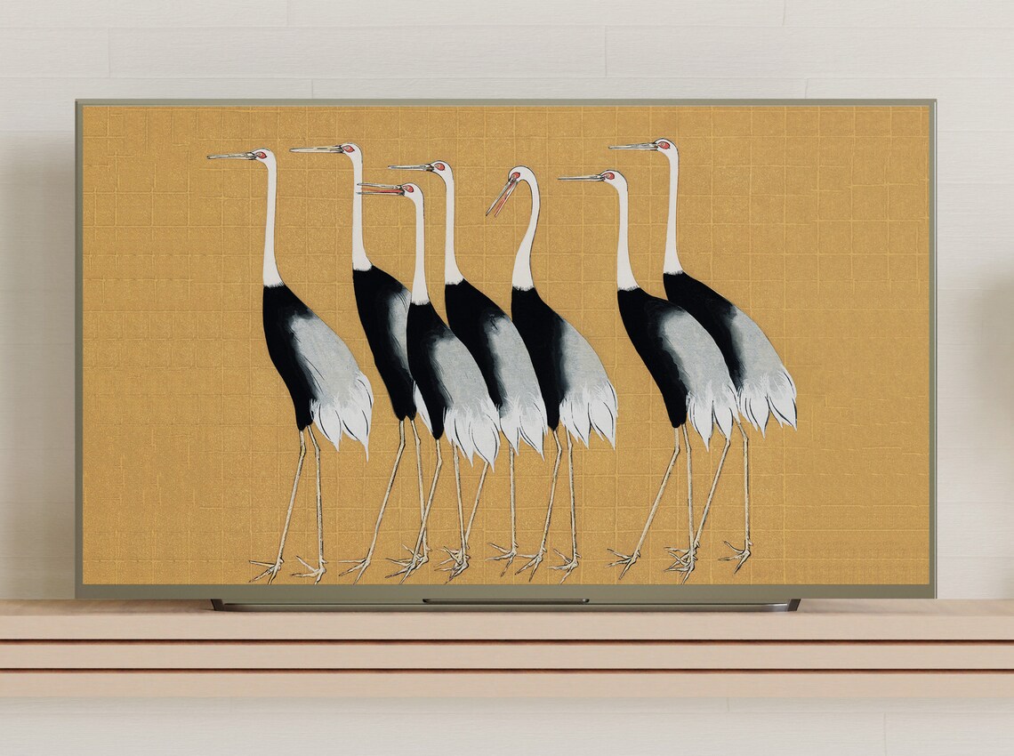 Cranes Birds Painting From Japan Art Print - Image 3