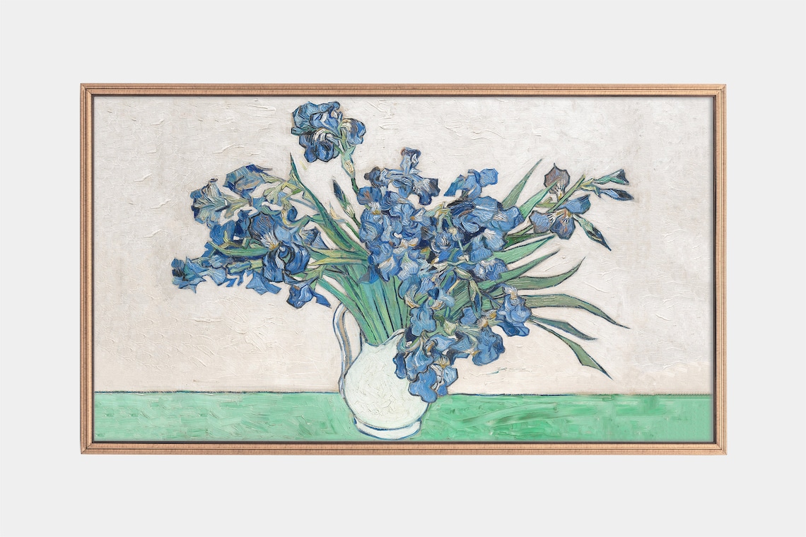 Van Gogh Still Life Vase With Irises Vintage Art Print