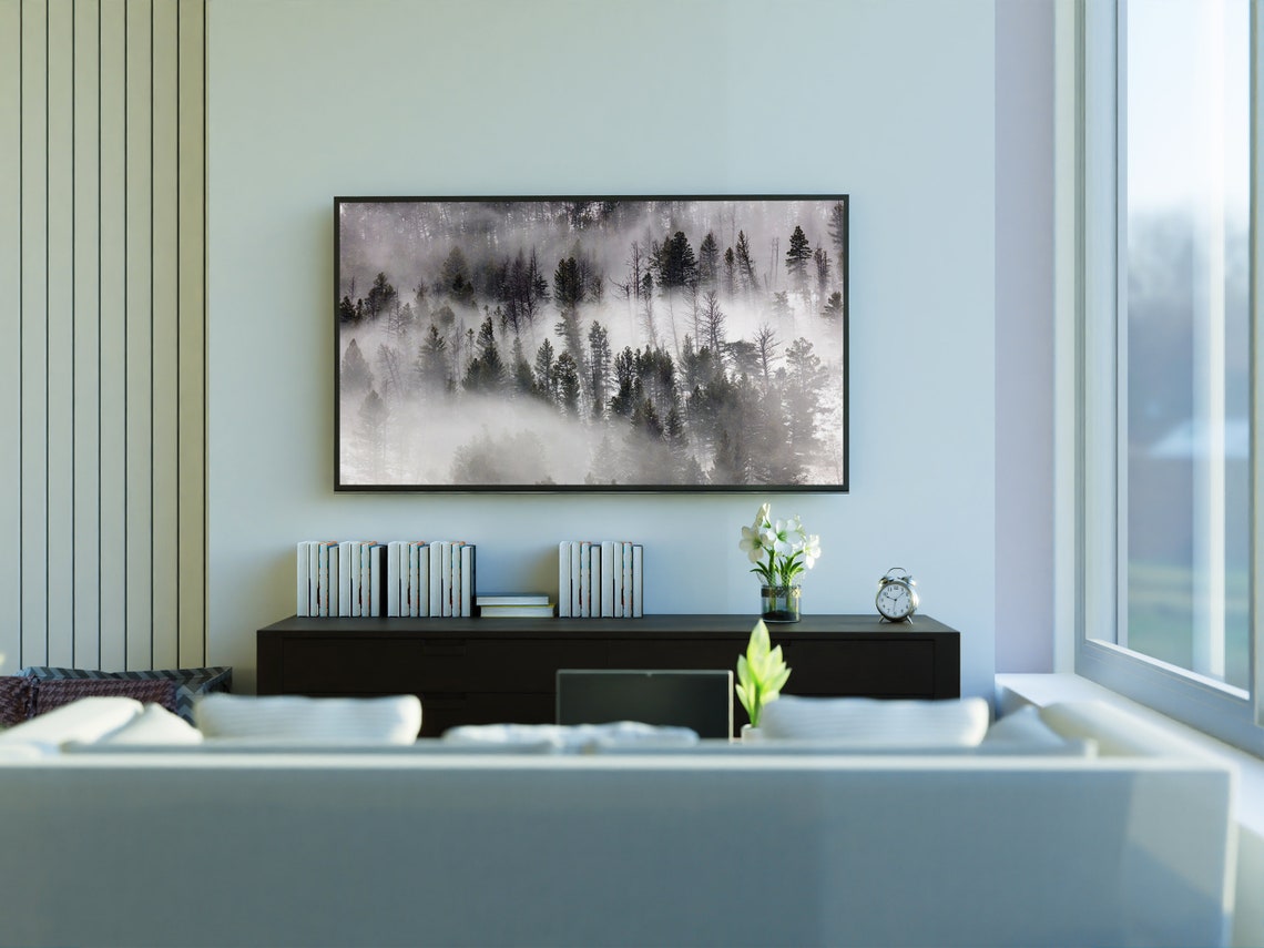 Foggy Evergreen Forest Mountains Misty Layered Trees Moody Wall Poster - Image 3