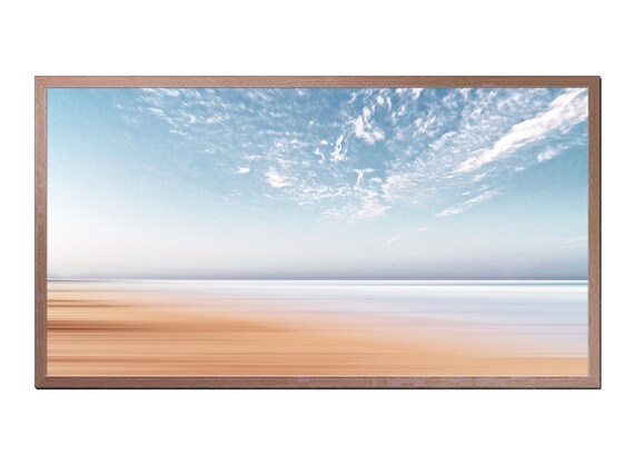 Minimalist Long Exposure Beach with Soft Waves Coastal Photo Travel Poster