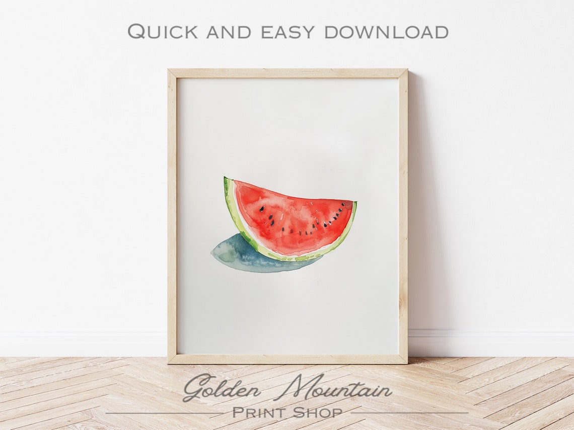 Fresh Watermelon Slice Watercolor Minimalist Summer Fruit Poster - Image 3