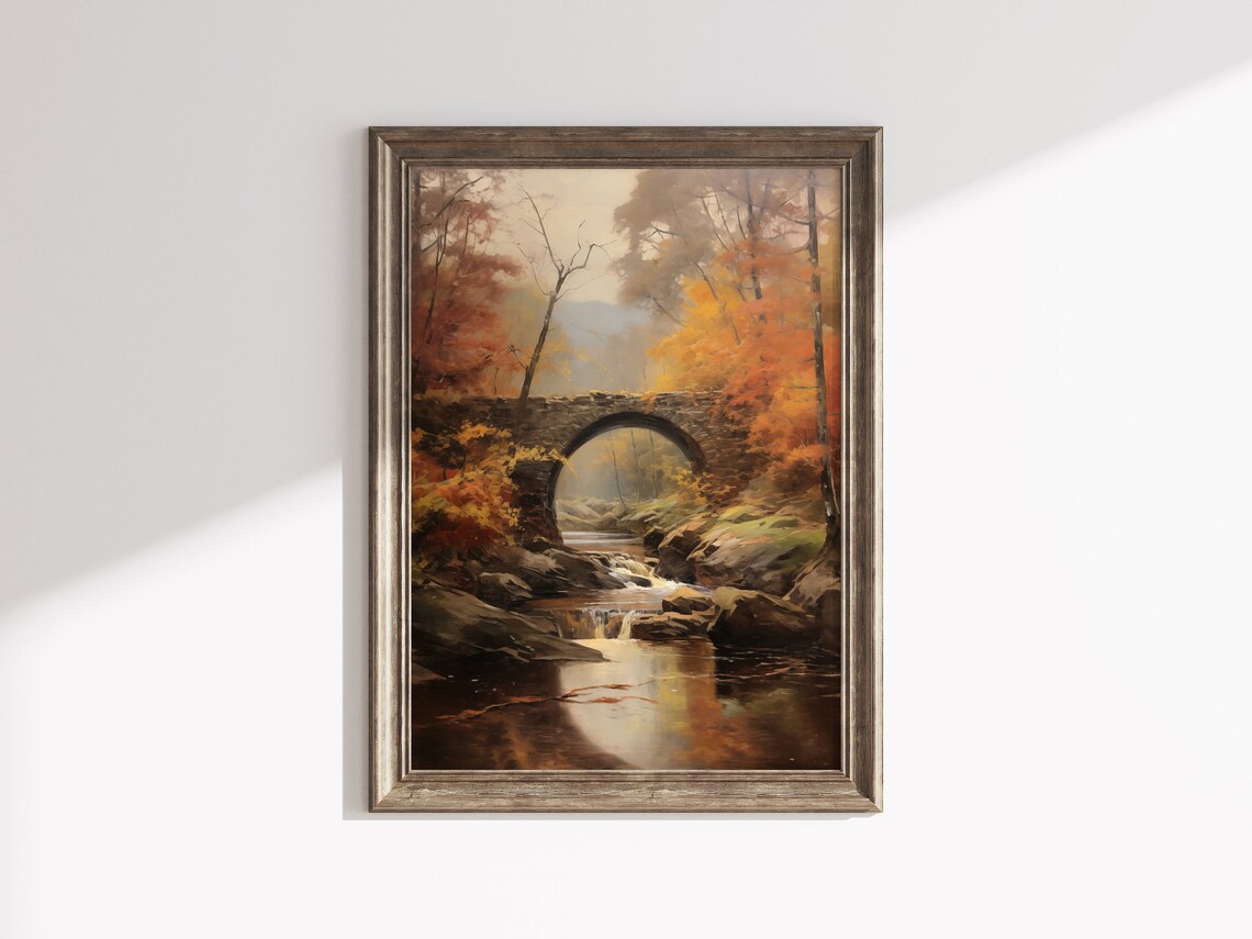 Vintage Autumn Forest Landscape Art Print, Rustic Fall Decor - Image 3