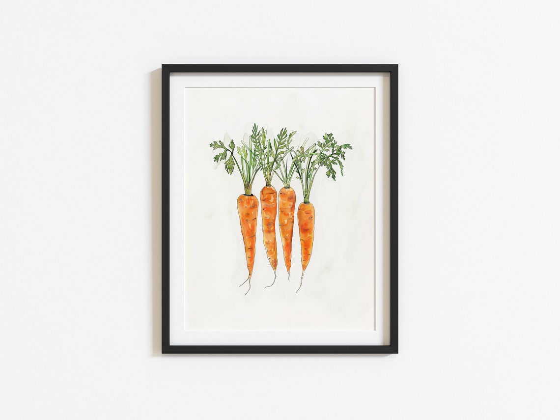 Fresh Carrots Watercolor Vegetable Minimalist Kitchen Poster - Image 3