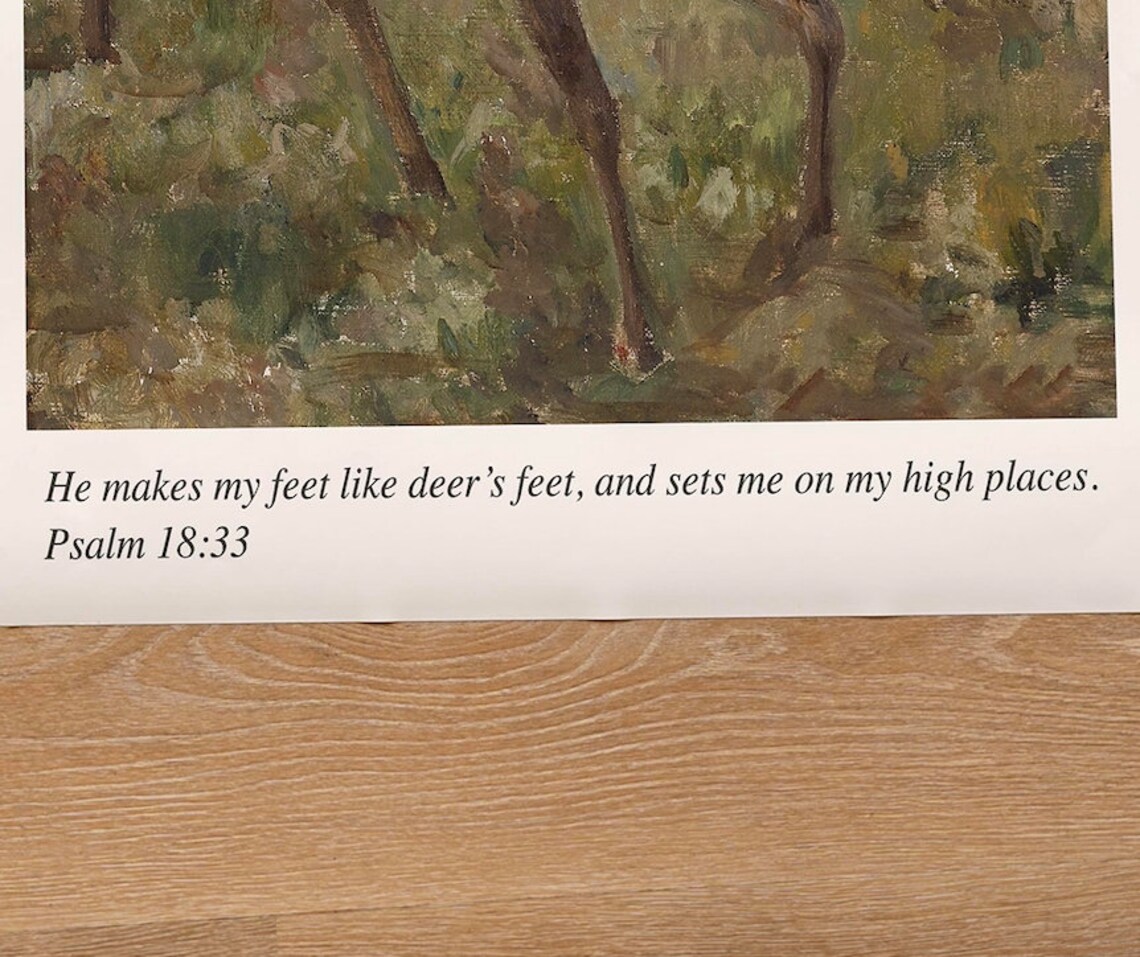 Christian Psalms Deer Wall Art, Vintage Poster Print - Image 2
