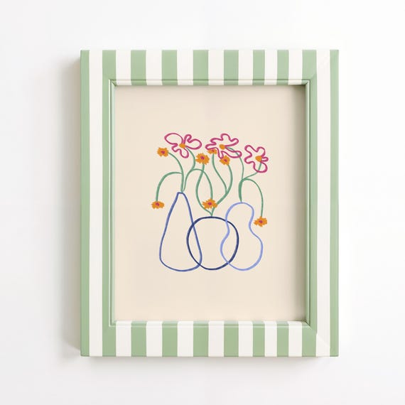 Hand-Drawn Floral Minimalist Bouquet, Dorm Room Decor