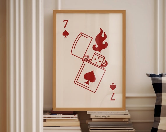 Trendy Lucky Lighter Print Feeling Poster Dorm Room Art Retro Card Playing Cards Preppy Wall Bar Cart Decor