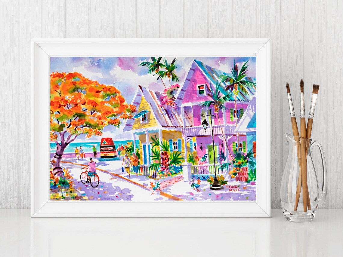 Key West Southernmost Point Cottage, Ellen Negley Art Print