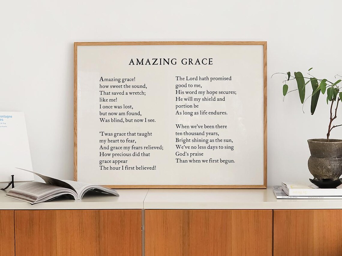 Amazing Grace Christian Hymn Typography Decor - Image 2