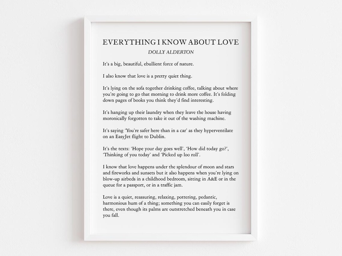 Everything I Know About Love, Romantic Poetry Decor