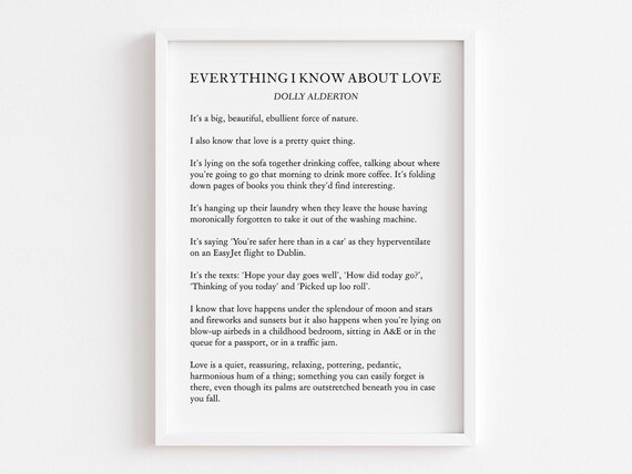 Everything I Know About Love, Romantic Poetry Decor