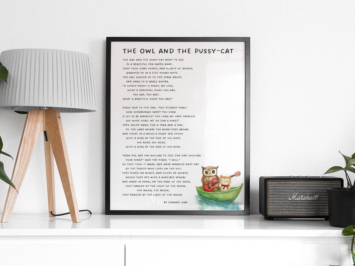 The Owl And The Pussycat Poem, Nursery Rhyme Art Print - Image 2