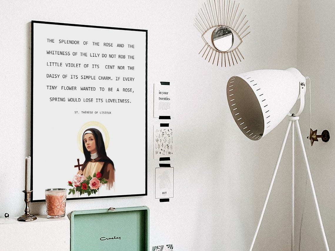 Saint Therese Of Lisieux The Splendor Of The Rose Quote Catholic French Literary Wall Art Mothers Day Gift - Image 3