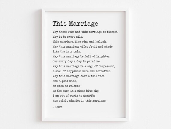 This Marriage Poem By Rumi, Wedding Vows Art Print