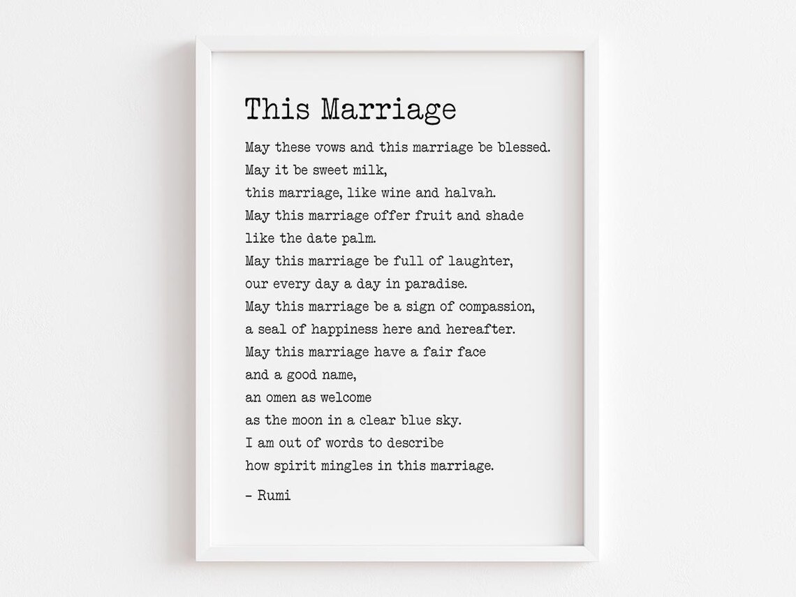 This Marriage Poem By Rumi, Wedding Vows Art Print
