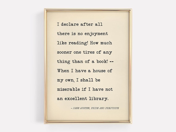 I Declare After All Jane Austen Reading Quote Library Poster