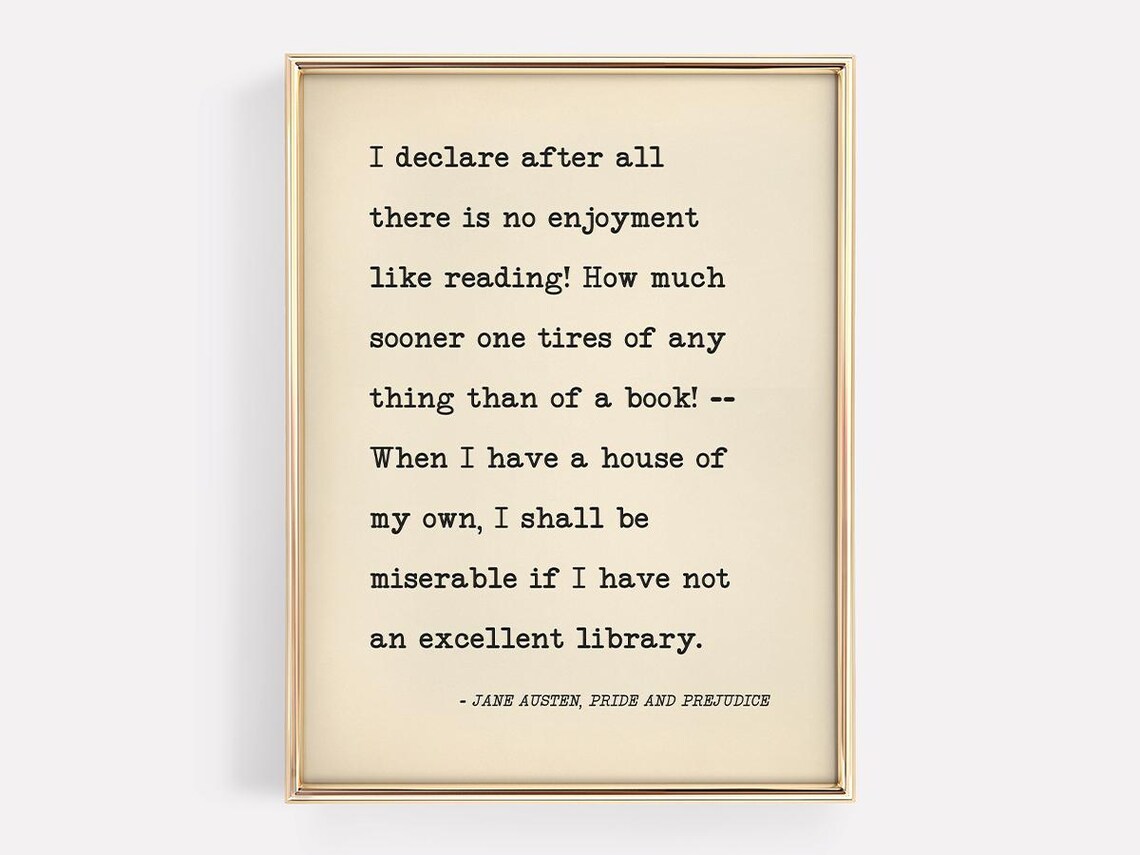 I Declare After All Jane Austen Reading Quote Library Poster