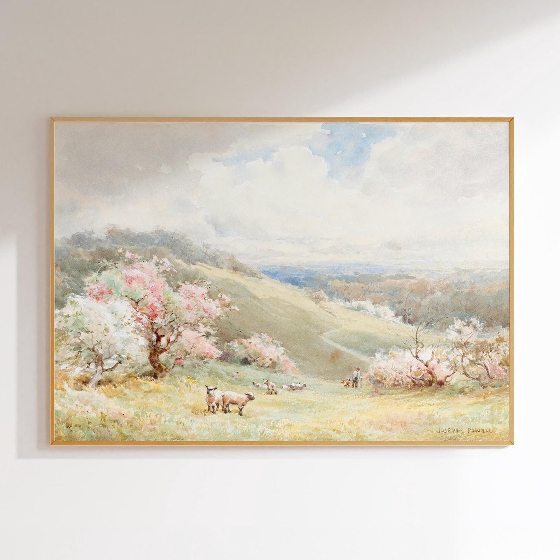 Vintage Landscape Art Springtime Wall Decor Cottagecore Vintage Painting 1800s Art