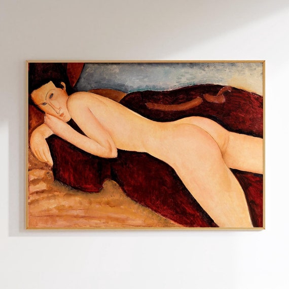 Vintage Nude Art Reclining Nude From The Back Wall Decor Vintage Painting