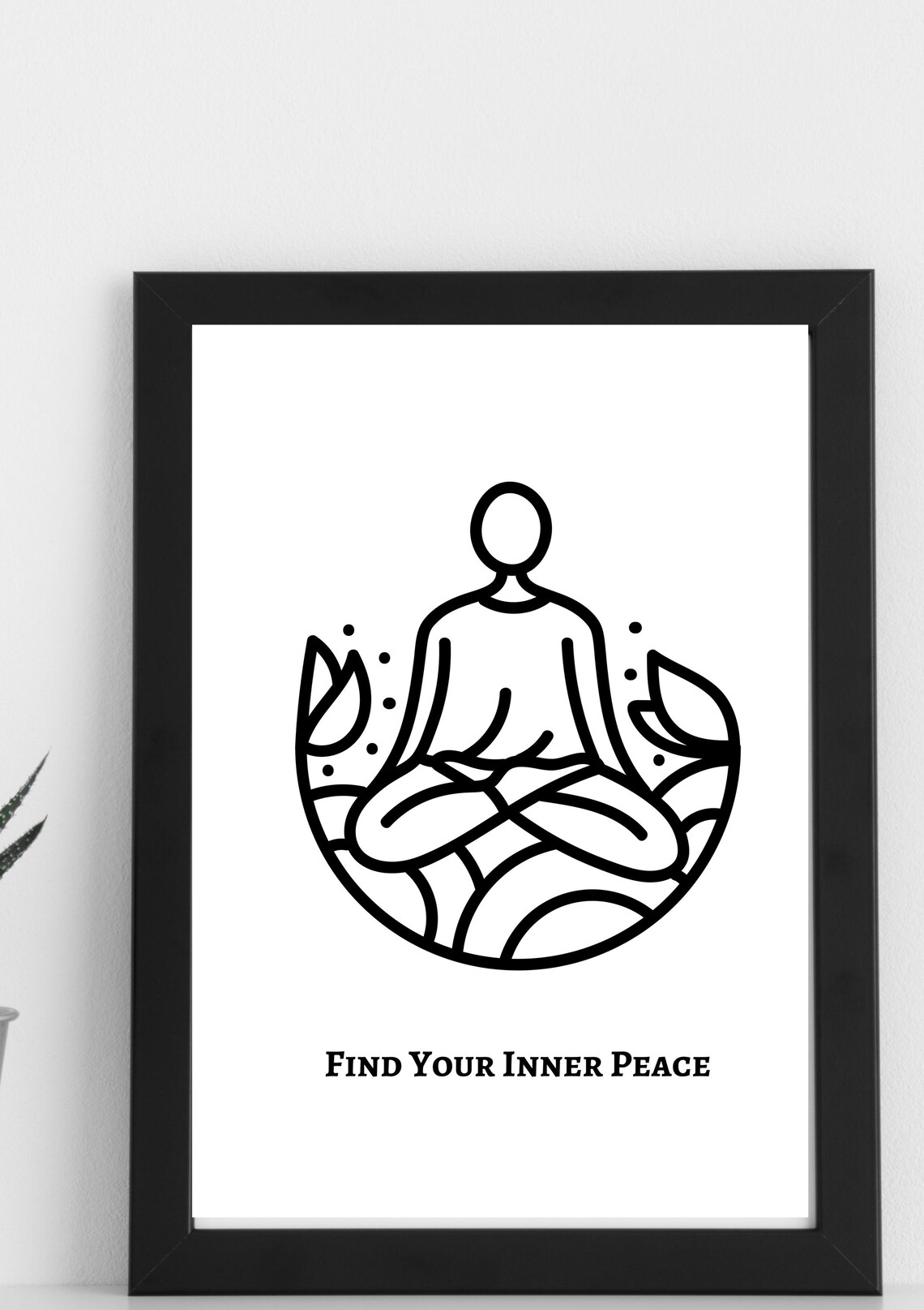 Find Your Inner Peace Meditating Figure Zen Line Art Quote Poster - Image 3