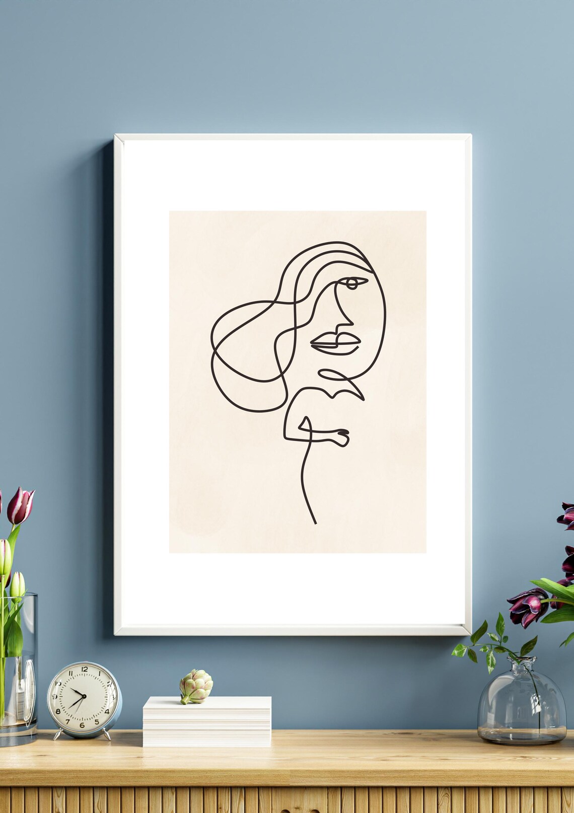 Minimalist Woman Line Art, Abstract Boho Decor - Image 2
