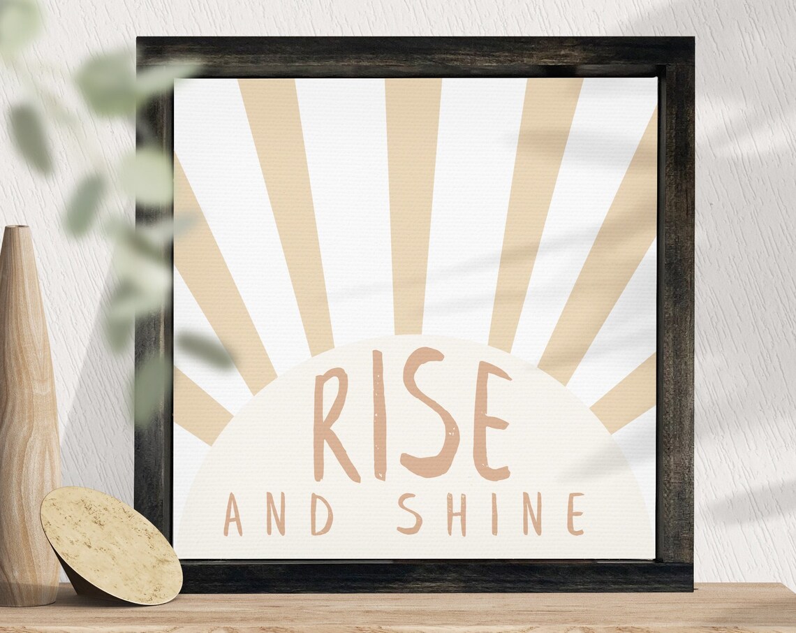 Rise and Shine Sunrise Boho Kids Neutral Nursery Room Poster