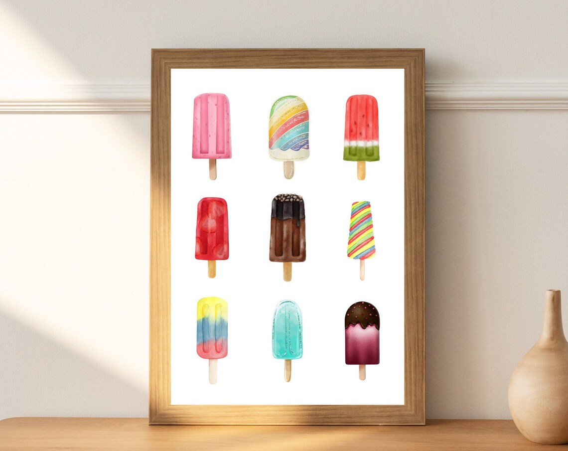 Colourful Popsicle Kids Room Decor Art Print