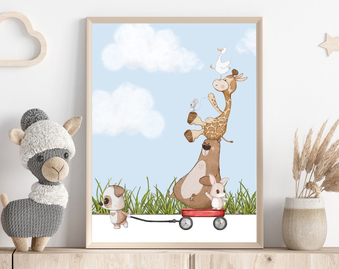 Transportation Nursery Print Going On An Adventure Wall Art Animal Nursery Decor Cute Boys Room Wall Art Instant