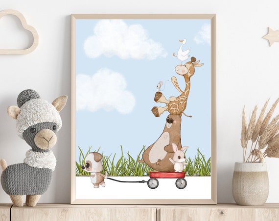 Transportation Nursery Print Going On An Adventure Wall Art Animal Nursery Decor Cute Boys Room Wall Art Instant