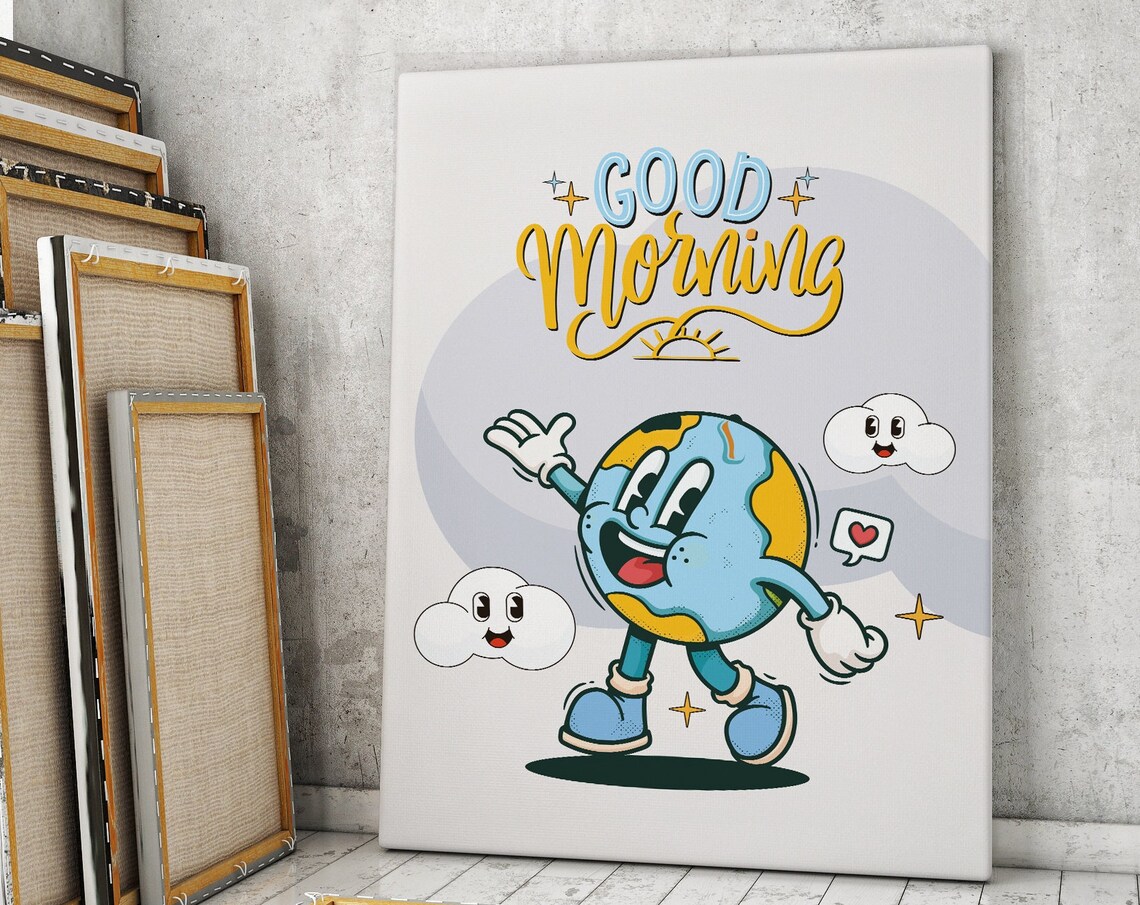 Good Morning Poster Retro Motivation Art Print