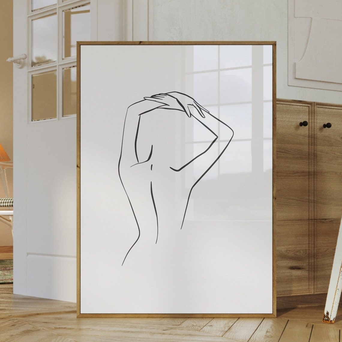 Elegant Minimalist Line Art Woman Torso Boho Abstract Poster - Image 3