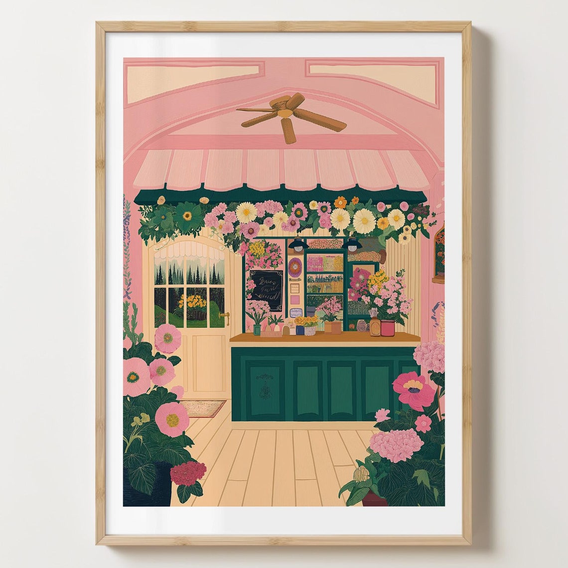 Flower Shop Print Florist Print Garden Shop Flower Market Print Flower Shop Floral Pink Wall Art Spring Wall Art Floral Wall Art 29