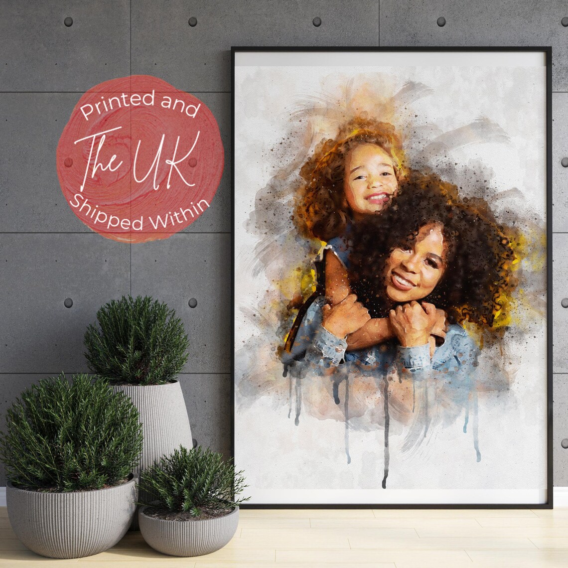 Mothers Day Personalised Print Watercolour Art From Photo Gift For Mother Mum Grandmother Sister Auntie Portrait Wall Decor Gift For Her - Image 4