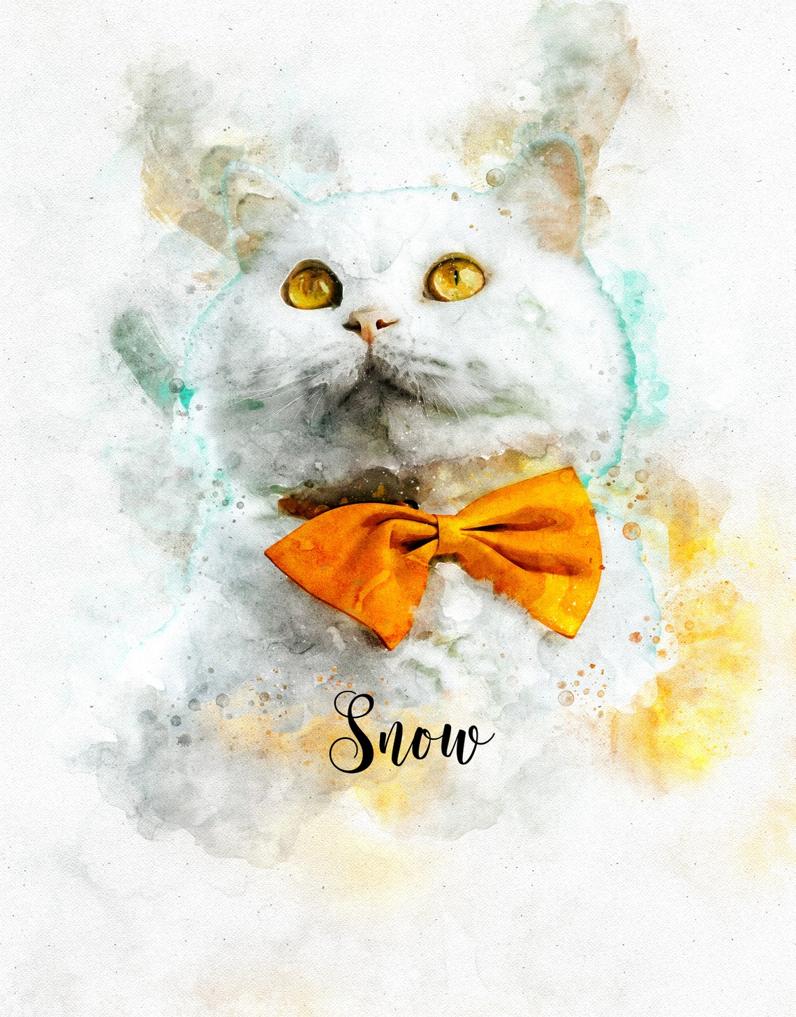Grey British Shorthair Cat Watercolour Portrait Named Chloe Poster - Image 4