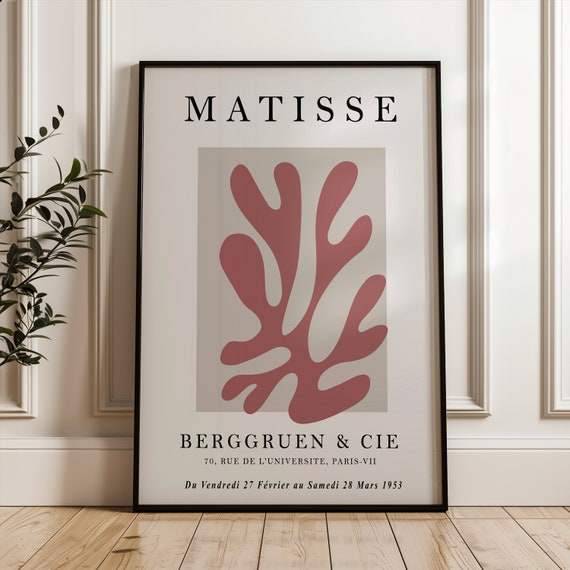 Henri Matisse Art Poster Coral Paper Cutout Exhibition Wall Vintage Fine Print Living Room Decor Mid Century Modern