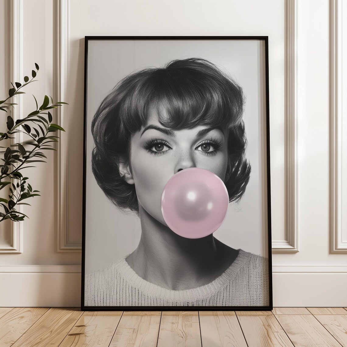 Dreamy Pastel Pink Bubble Gum Pop Art Woman Retro Beauty Poster