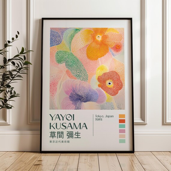Yayoi Kusama Colorful Dotted Flower Tokyo Japan 1984 Art Style Poster