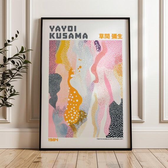 Yayoi Kusama Print Modern Art Exhibition Poster Maximalist Japandi Wall Livingroom