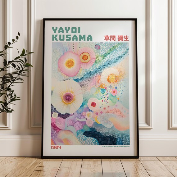 Yayoi Kusama 1984 Pastel Floral Dots Museum Exhibition Poster
