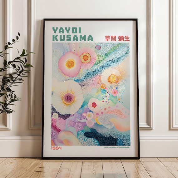 Yayoi Kusama Print Modern Art Exhibition Poster Japandi Maximalist Livingroom Wall