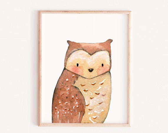 Owl Nursery Art Print, Kids Room Decor