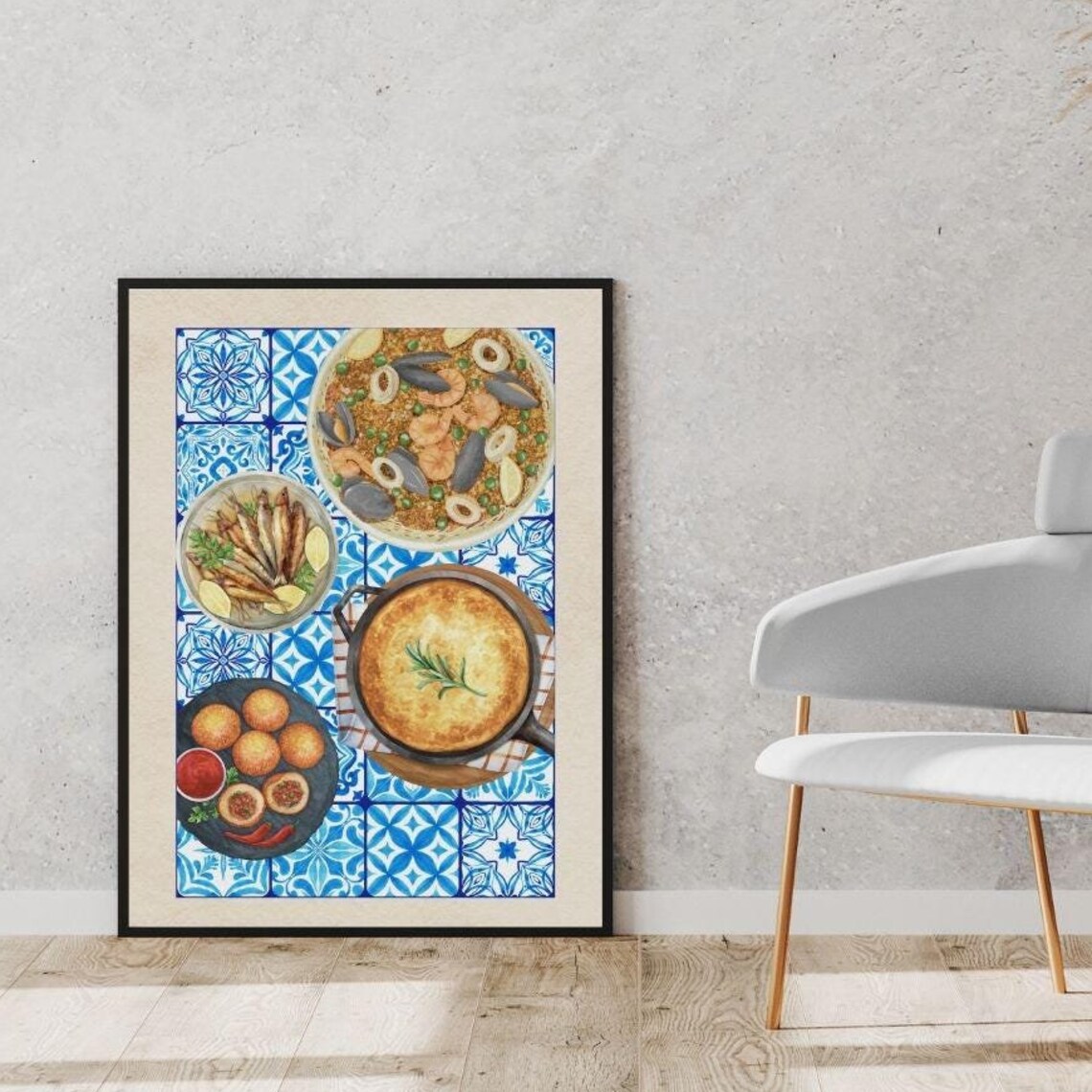 Spanish Food Tapas Tiles Kitchen Decor Art Print