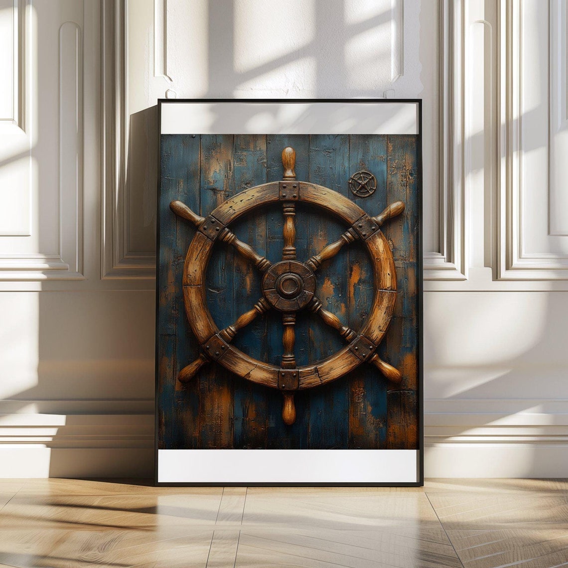 Nautical Ship Wheel Wall Art Vintage Ship Wheel Print Rustic Nautical Decor Maritime Wall Art Steampunk Wheel Poster Nautical Home