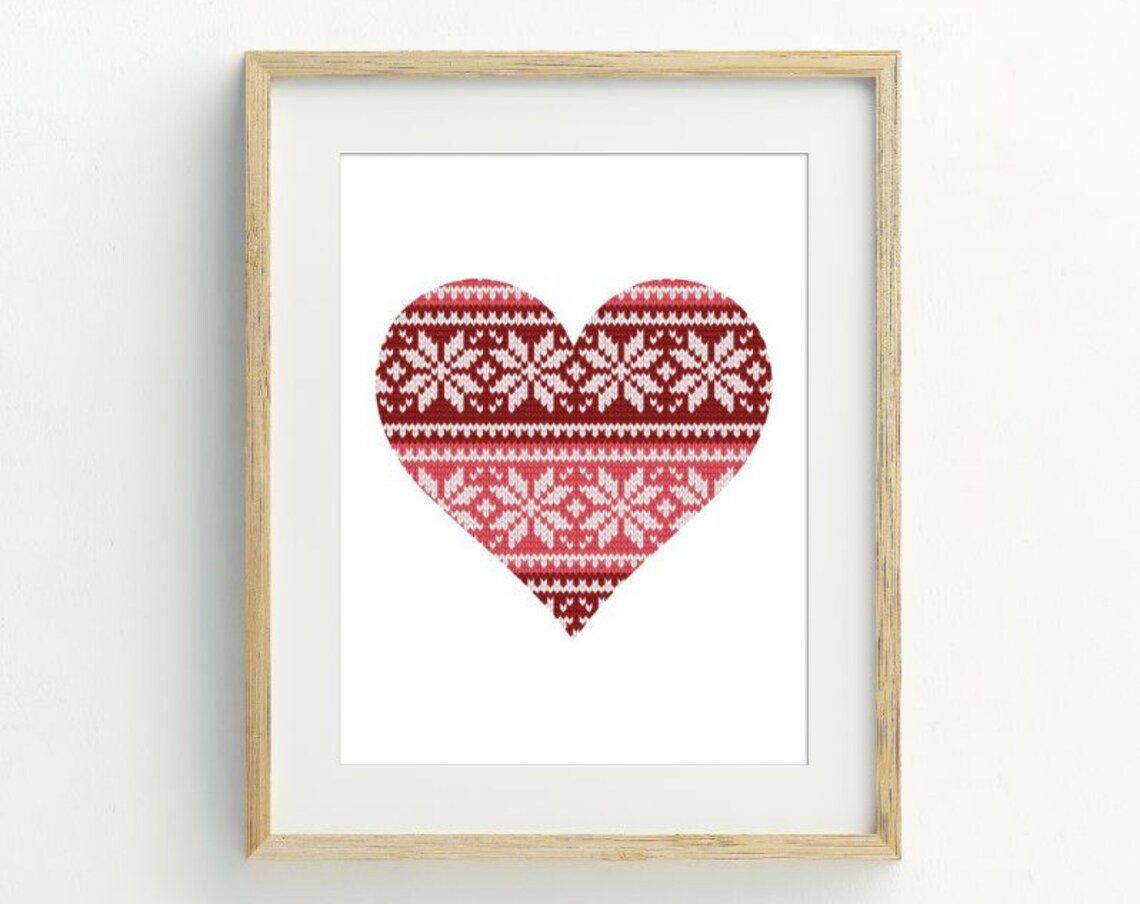 Christmas Sweater Heart Art Print, Holiday Decor