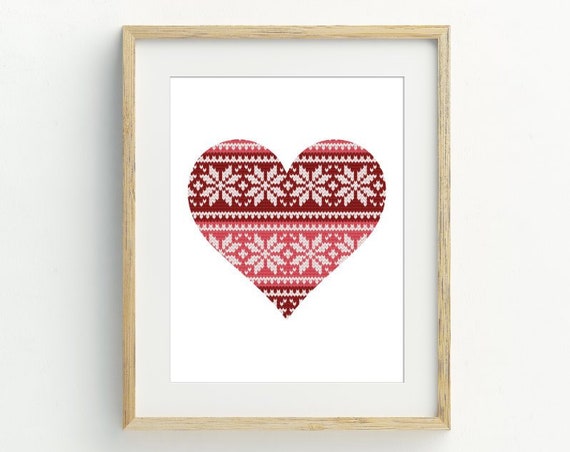 Christmas Sweater Heart Art Print, Holiday Decor
