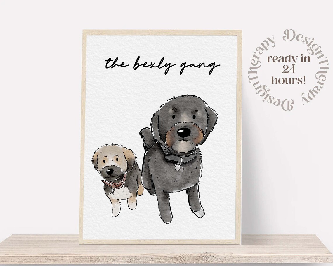 Minimal Pet Watercolor Dog Portrait Memorial Art Print
