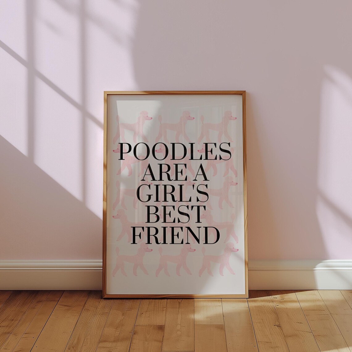 Pink Poodle Vintage Poster Print, Nursery Decor